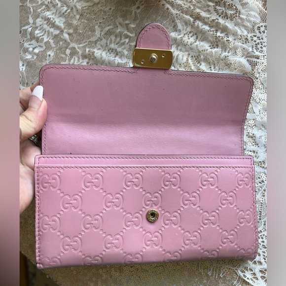 GUCCI AUTHENTICATED Guccissima GG Interlocking Pink Leather Long Wallet/Clutch - Picture 9 of 16